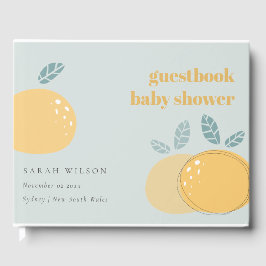 Cute Dusky Blue Lemon Fruity Bold Baby shower Gastenboek