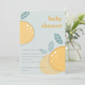 Cute Dusky Blue Lemon Fruity Bold Baby shower Kaart (Staand voorkant)