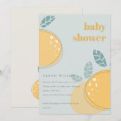 Cute Dusky Blue Lemon Fruity Bold Baby shower Kaart (Voorkant / Achterkant)