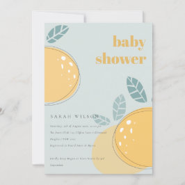 Cute Dusky Blue Lemon Fruity Bold Baby shower Kaart