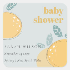 Cute Dusky Blue Lemon Fruity Bold Baby shower Vierkante Sticker