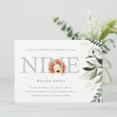 Cute Dusky Blue Lion Foliage 9th 9th Birthday Kaart (Staand voorkant)