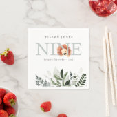 Cute Dusky Blue Lion Foliage 9th 9th Birthday Servet (Insitu)