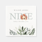 Cute Dusky Blue Lion Foliage 9th 9th Birthday Servet (Voorkant)