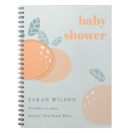 Cute Dusky Blue Oranje Fruity Bold Baby shower Notitieboek
