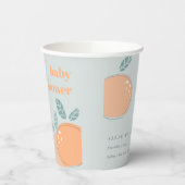 Cute Dusky Blue Oranje Fruity Bold Baby shower Papieren Bekers (Links)