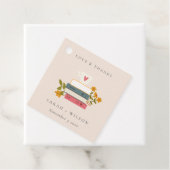 Cute Dusky Blush Stapelde Storybooks Floral Weddin Bedankjes Labels (In situ)