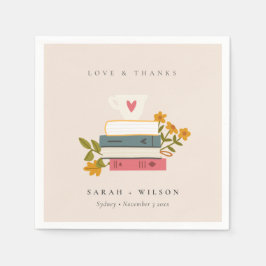 Cute Dusky Blush Stapelde Storybooks Floral Weddin Servet