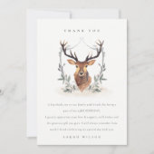 Cute Dusky Deer Floral Crest any Age Birthday Bedankkaart (Voorkant)