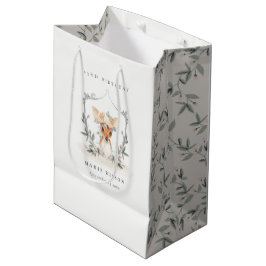 Cute Dusky Deer Floral Crest any Age Birthday Medium Cadeauzakje