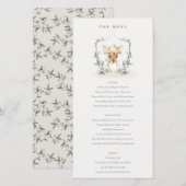 Cute Dusky Deer Floral Crest Weddenemkaart Bedankkaart (Voorkant / Achterkant)