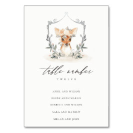 Cute Dusky Deer Floral Crest Wedding Seating Seati Kaart