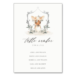 Cute Dusky Deer Floral Crest Wedding Seating Seati Kaart