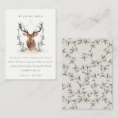 Cute Dusky Deer Floral Crest Wedding Wishing Good Informatiekaartje (Voorkant / Achterkant)