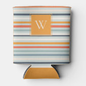 Cute Dusky Oranje Blue Ochre Striped Pattern Blikjeskoeler (Voorkant)