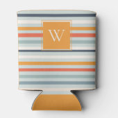 Cute Dusky Oranje Blue Ochre Striped Pattern Blikjeskoeler (Achterkant)