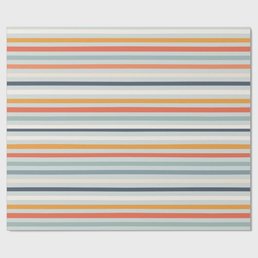 Cute Dusky Oranje Blue Ochre Striped Pattern Cadeaupapier (Vlak)