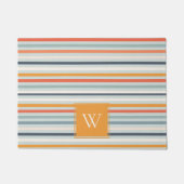 Cute Dusky Oranje Blue Ochre Striped Pattern Deurmat (Voorkant)