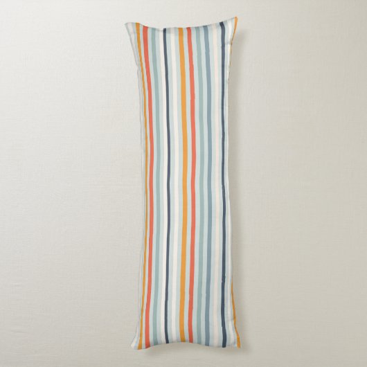 Cute Dusky Oranje Blue Ochre Striped Pattern Lichaamskussen