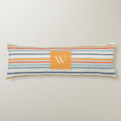 Cute Dusky Oranje Blue Ochre Striped Pattern Lichaamskussen