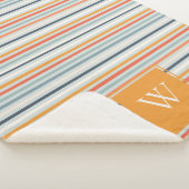 Cute Dusky Oranje Blue Ochre Striped Pattern Sherpa Deken (3/4)