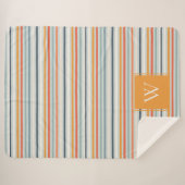 Cute Dusky Oranje Blue Ochre Striped Pattern Sherpa Deken (Voorkant (horizontaal))
