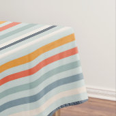 Cute Dusky Oranje Blue Ochre Striped Pattern Tafelkleed (Voorbeeld)