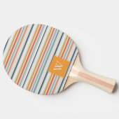 Cute Dusky Oranje Blue Ochre Striped Pattern Tafeltennisbatje (Zijkant)