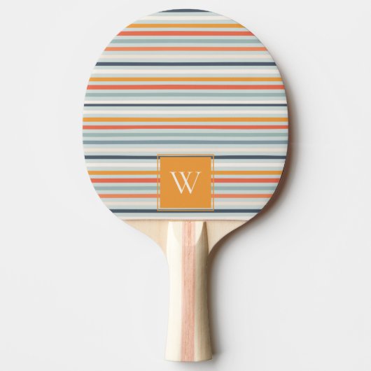 Cute Dusky Oranje Blue Ochre Striped Pattern Tafeltennisbatje (Voorkant)