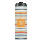 Cute Dusky Oranje Blue Ochre Striped Pattern Thermosbeker (Voorkant)