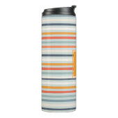 Cute Dusky Oranje Blue Ochre Striped Pattern Thermosbeker (Gedraaid links)
