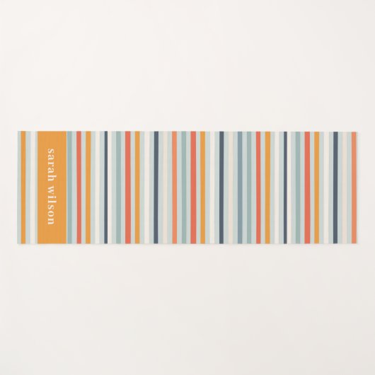 Cute Dusky Oranje Blue Ochre Stripes Pattern Yogamat (Voorkant (horizontaal))
