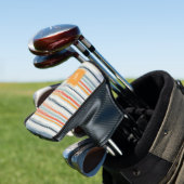 Cute Dusky Oranje Blue Striped Pattern Monogram Golfheadcover (Insitu)