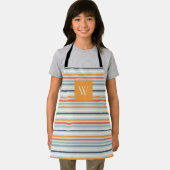 Cute Dusky Oranje Blue Striped Pattern Monogram Schort (Insitu)