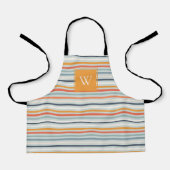 Cute Dusky Oranje Blue Striped Pattern Monogram Schort (Voorkant)