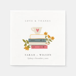 Cute Dusky Red Stapked Storybooks Floral Wedding Servet