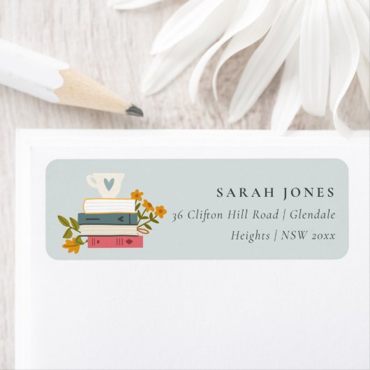 Cute Dusky Stapelde Storybooks Floral Address Etiket (Insitu)