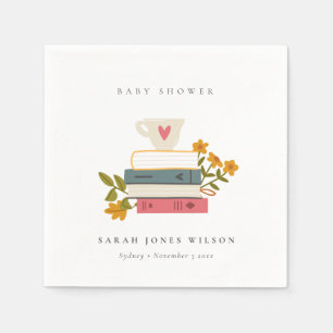 Cute Dusky Stapked Storybooks Floral Baby shower Servet