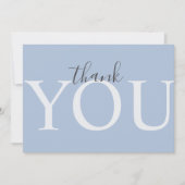 Cute Dusty Blue Modern Typography Boy Baby shower Bedankkaart (Voorkant)