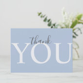 Cute Dusty Blue Modern Typography Boy Baby shower Bedankkaart (Staand voorkant)