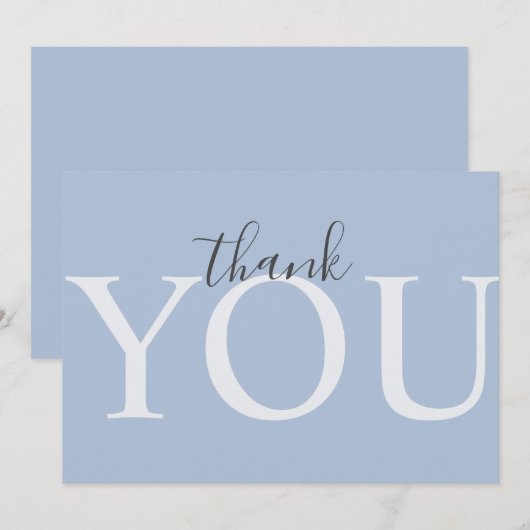 Cute Dusty Blue Modern Typography Boy Baby shower Bedankkaart (Voorkant / Achterkant)