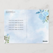 Cute Dusty Blue Silver Floral Princess Quinceañera Briefkaart (Achterkant)