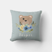Cute Dusty Blue Teddy Bear Name Kinder Kussen (Voorkant)