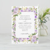Cute Dusty Paars Lavender Greenery Floral Wedding Kaart (Staand voorkant)
