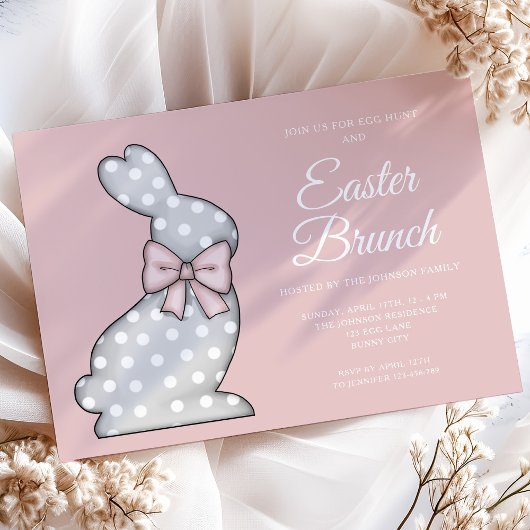 Cute Dusty Pink Bunny Easter Brunch Kaart