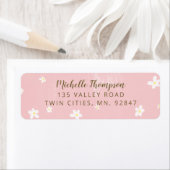 Cute Dusty Pink Sweet Daisies Girly Script Etiket (Insitu)
