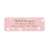 Cute Dusty Pink Sweet Daisies Girly Script Etiket (Voorkant)