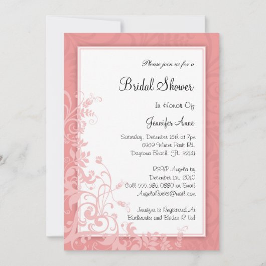 Cute Dusty Roos PINK Vrijgezellenfeest Uitnodigen Kaart (Voorkant)