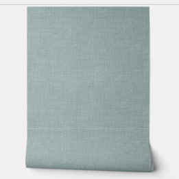 Cute Dusty Teal Blue Linen Look Texture Behang