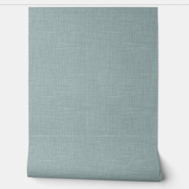 Cute Dusty Teal Blue Linen Look Texture Behang